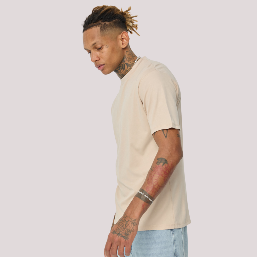 Basic T-shirt heren beige - Streetfashion 86