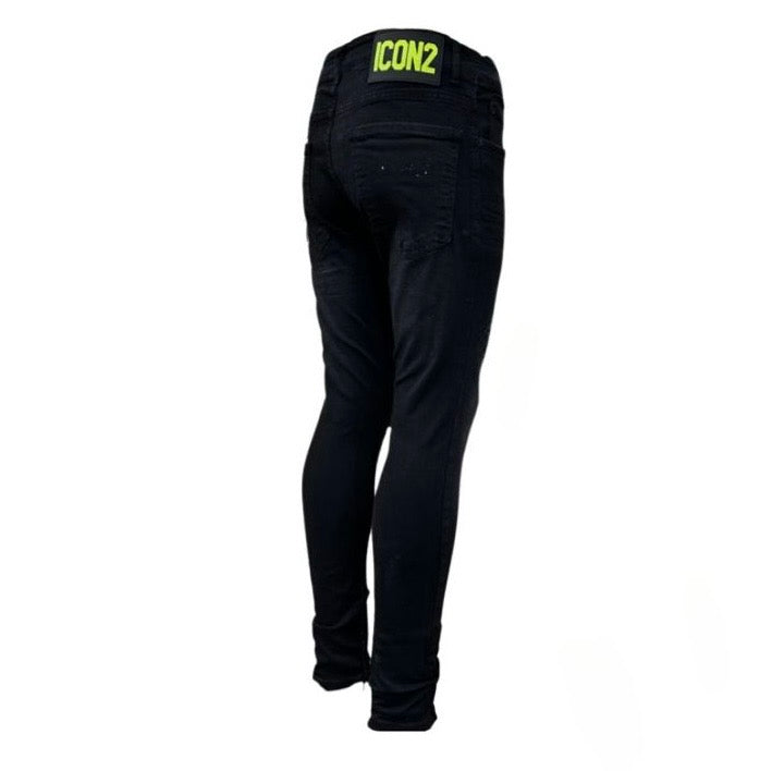 Skinny heren jeans Icon2 zwart/neon 9925