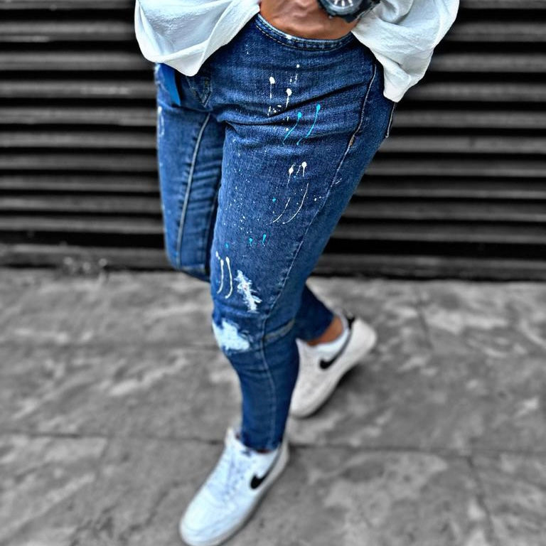 Skinny jeans heren I8denim blauw 3844 - Streetfashion 86