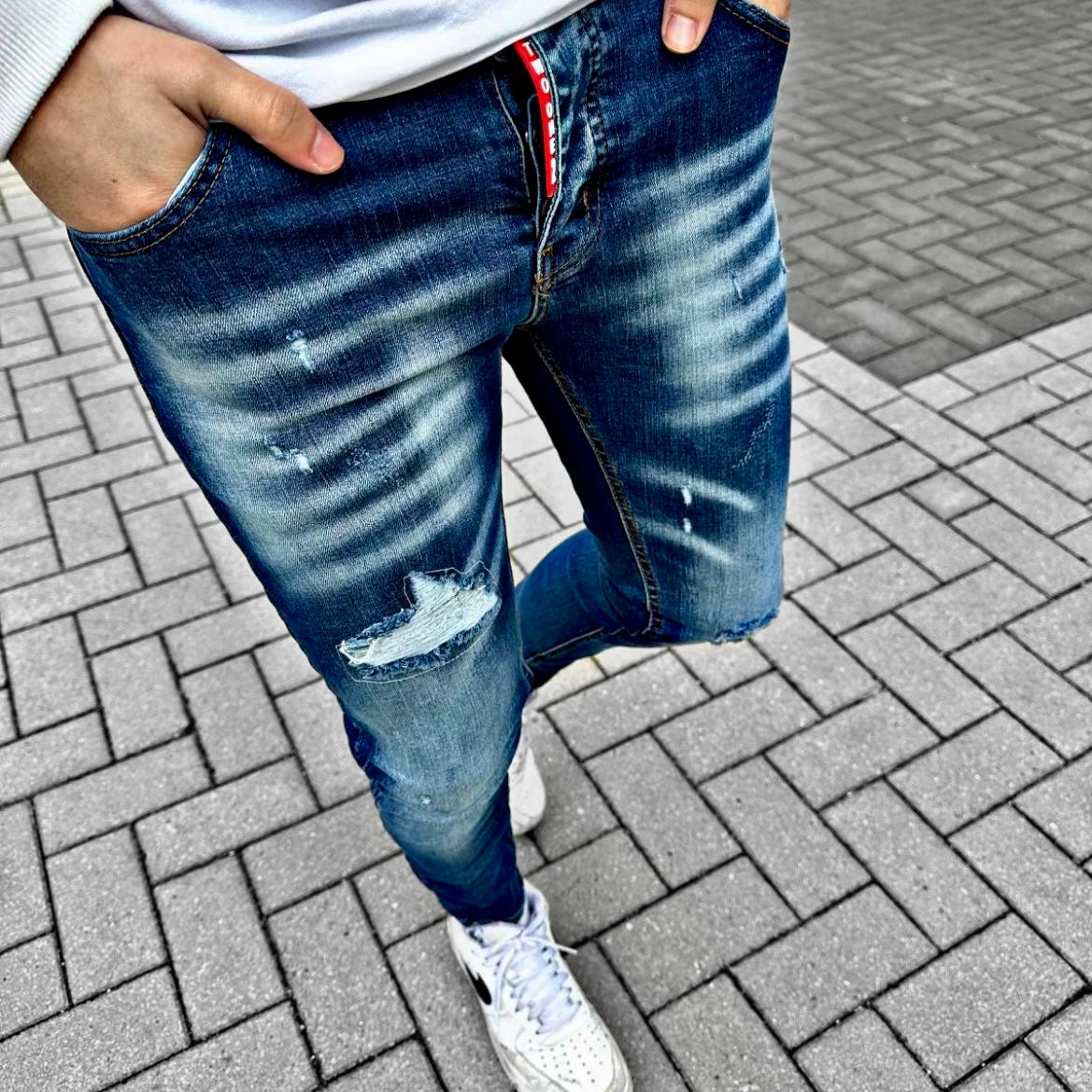 Skinny jeans heren Two one 2 blauw k932 - Streetfashion 86