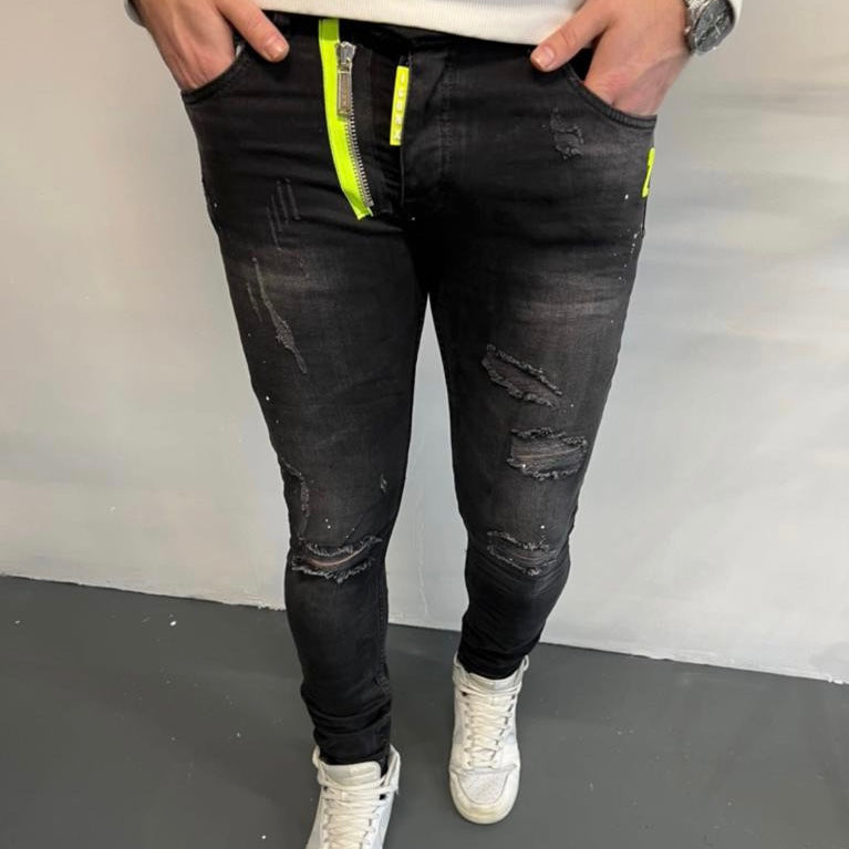 Skinny jeans heren icon2 zwart/neon 5008-1 - Streetfashion 86