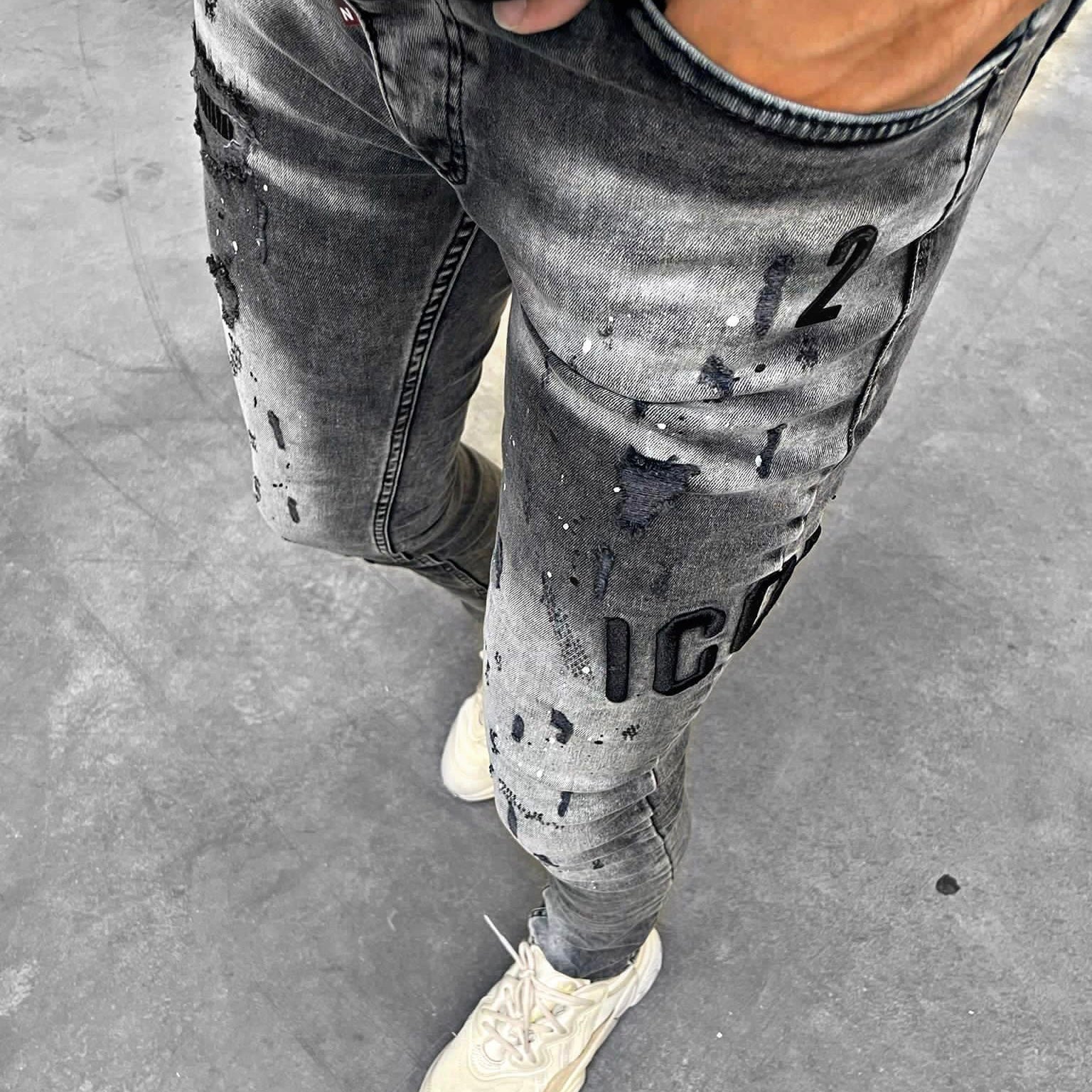 Skinny jeans heren icon2 grijs/zwart