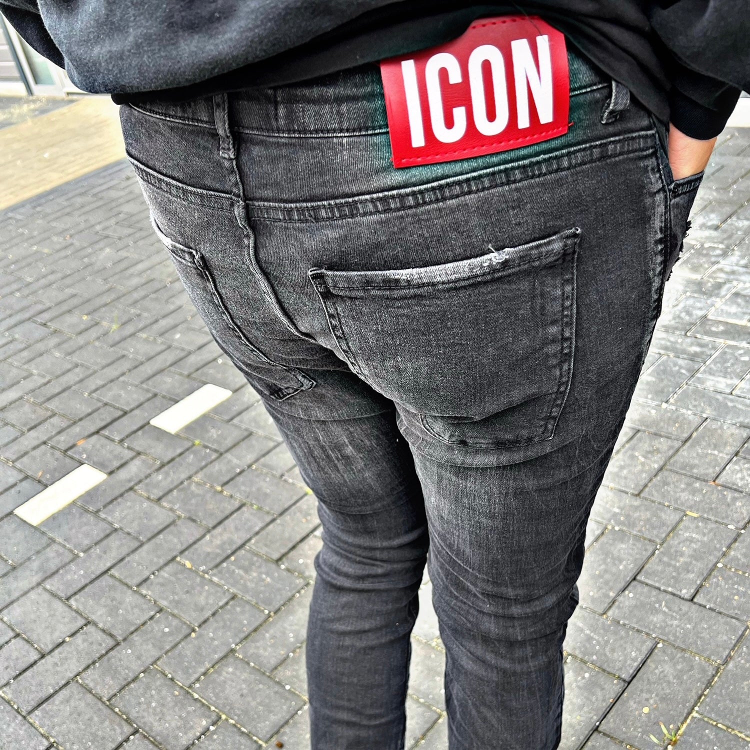 Skinny jeans heren Icon2 zwart/rood 4182 - Streetfashion 86