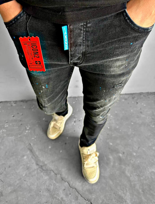 Slimfit heren jeans Icon2 zwart/blauw - Streetfashion 86