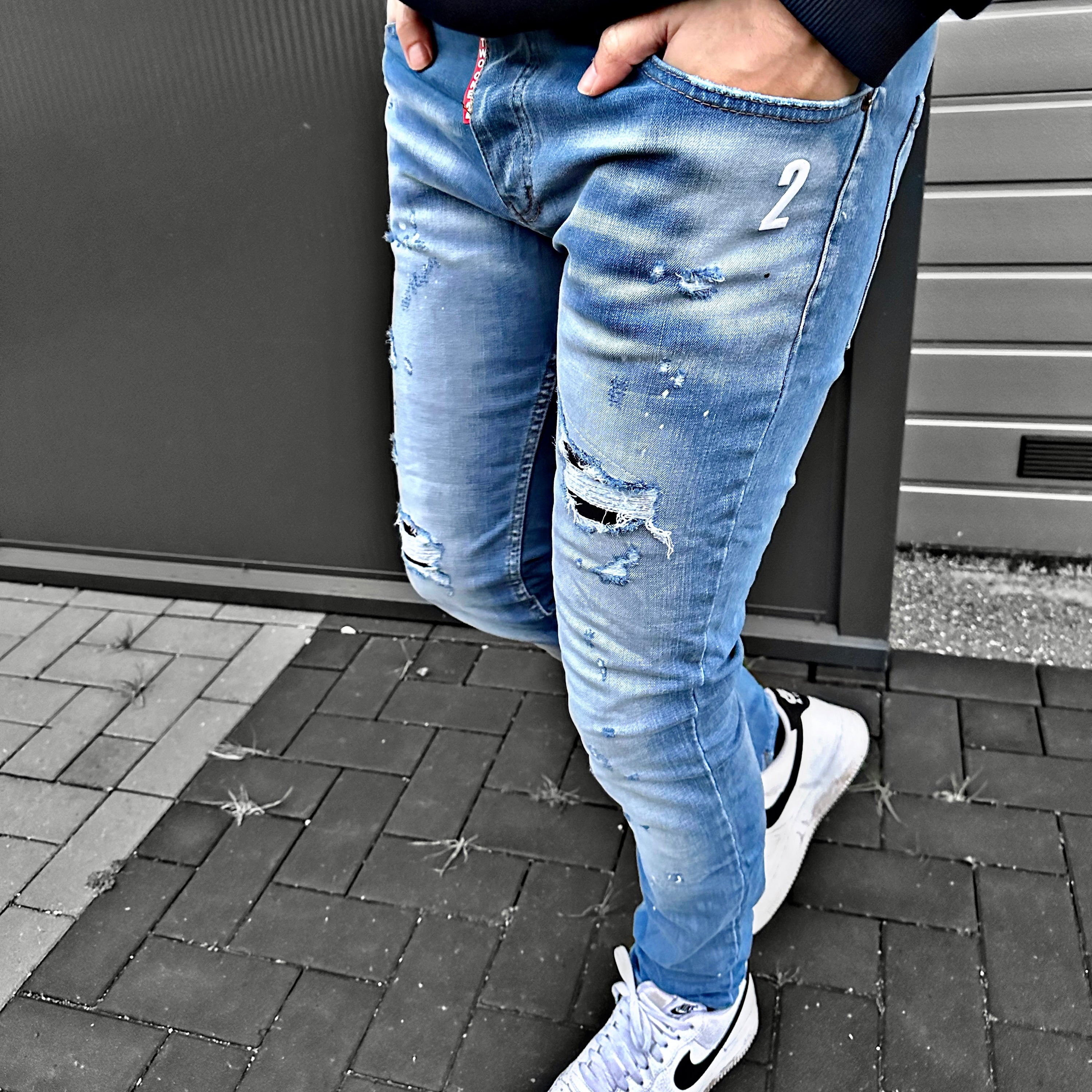 Skinny jeans heren Two one 2 licht blauw k823