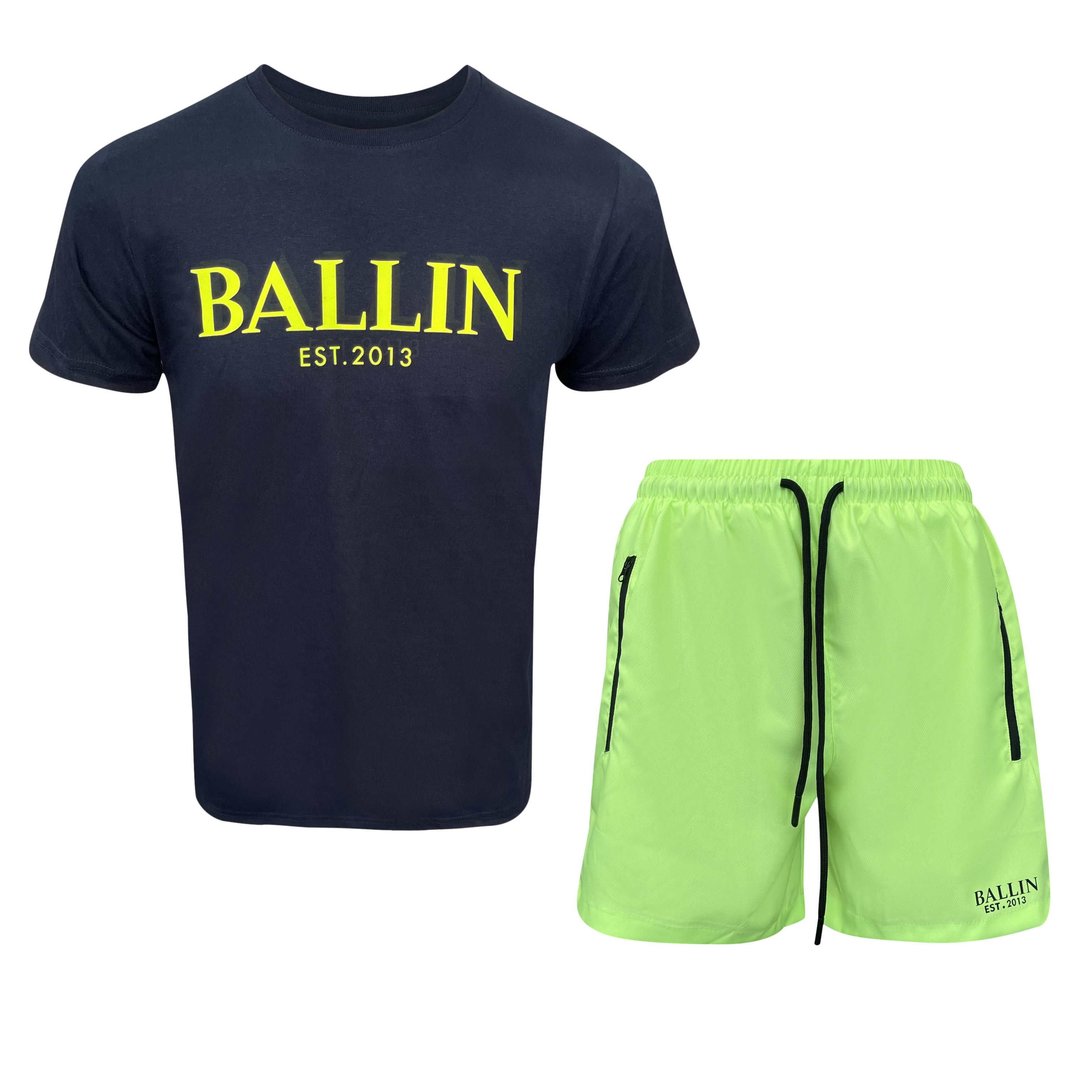 T-shirt heren Ballin -navy/neon - Streetfashion 86
