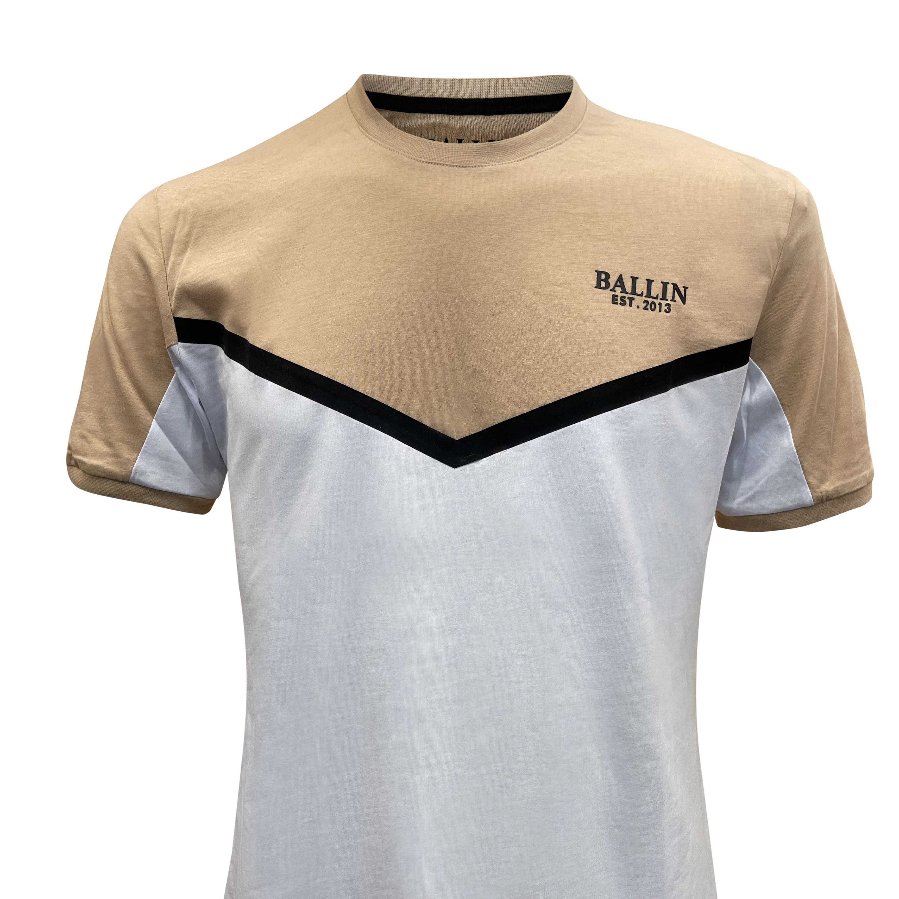 T-shirt heren Ballin -zand/wit - Streetfashion 86