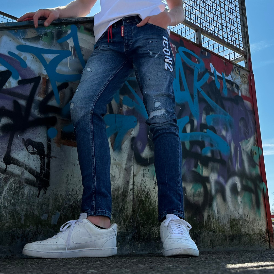 Icon2 blauwe skinny heren jeans 9932 - Streetfashion 86
