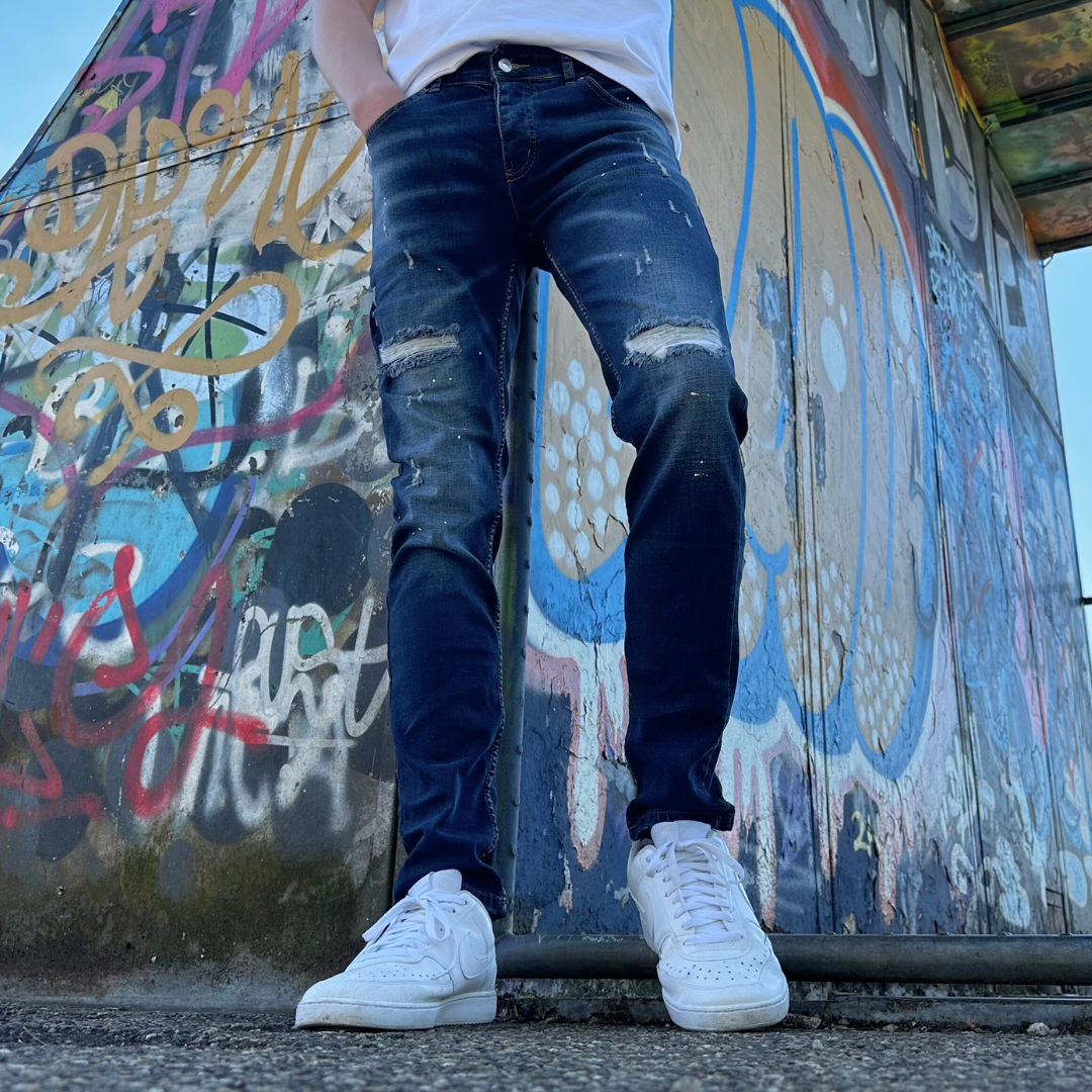 Skinny jeans heren two one 2 blauw 1037