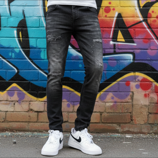 Slimfit jeans heren two one 2 zwart 1047