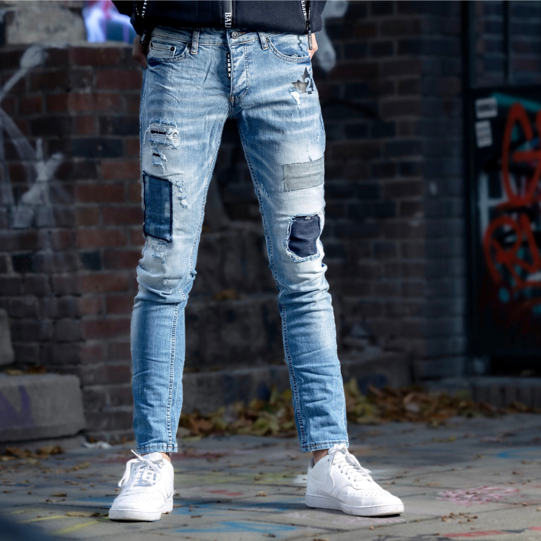 Skinny jeans heren icon2 licht blauw 4113 - Streetfashion 86