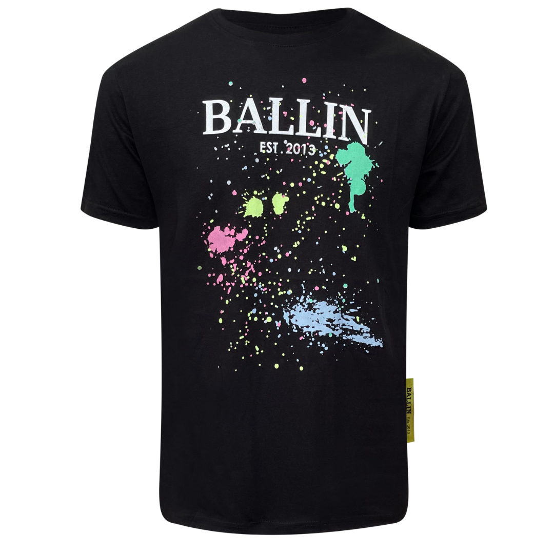 T-shirt heren Ballin -spetter zwart - Streetfashion 86