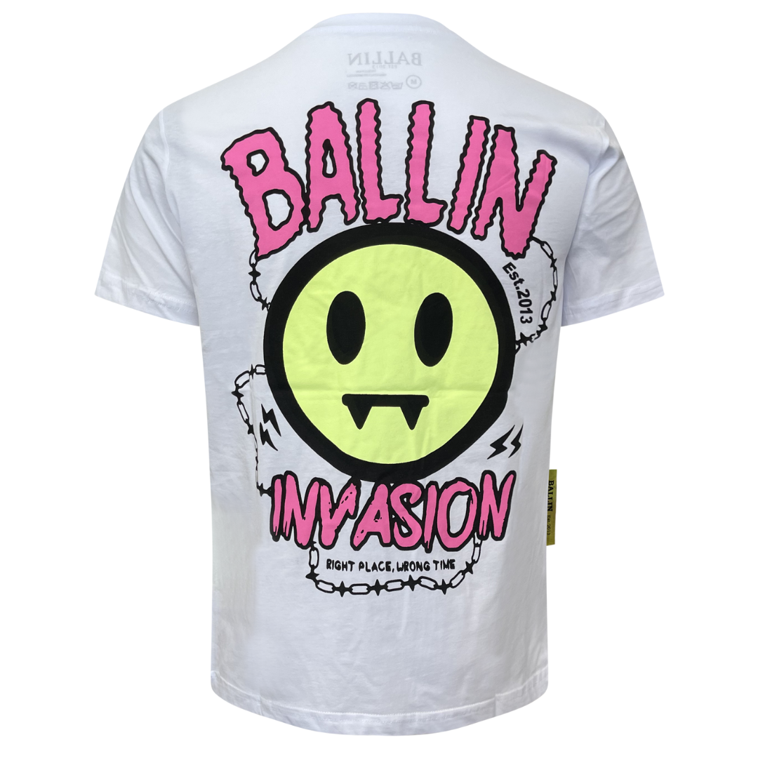 T-shirt heren Ballin -smile wit - Streetfashion 86