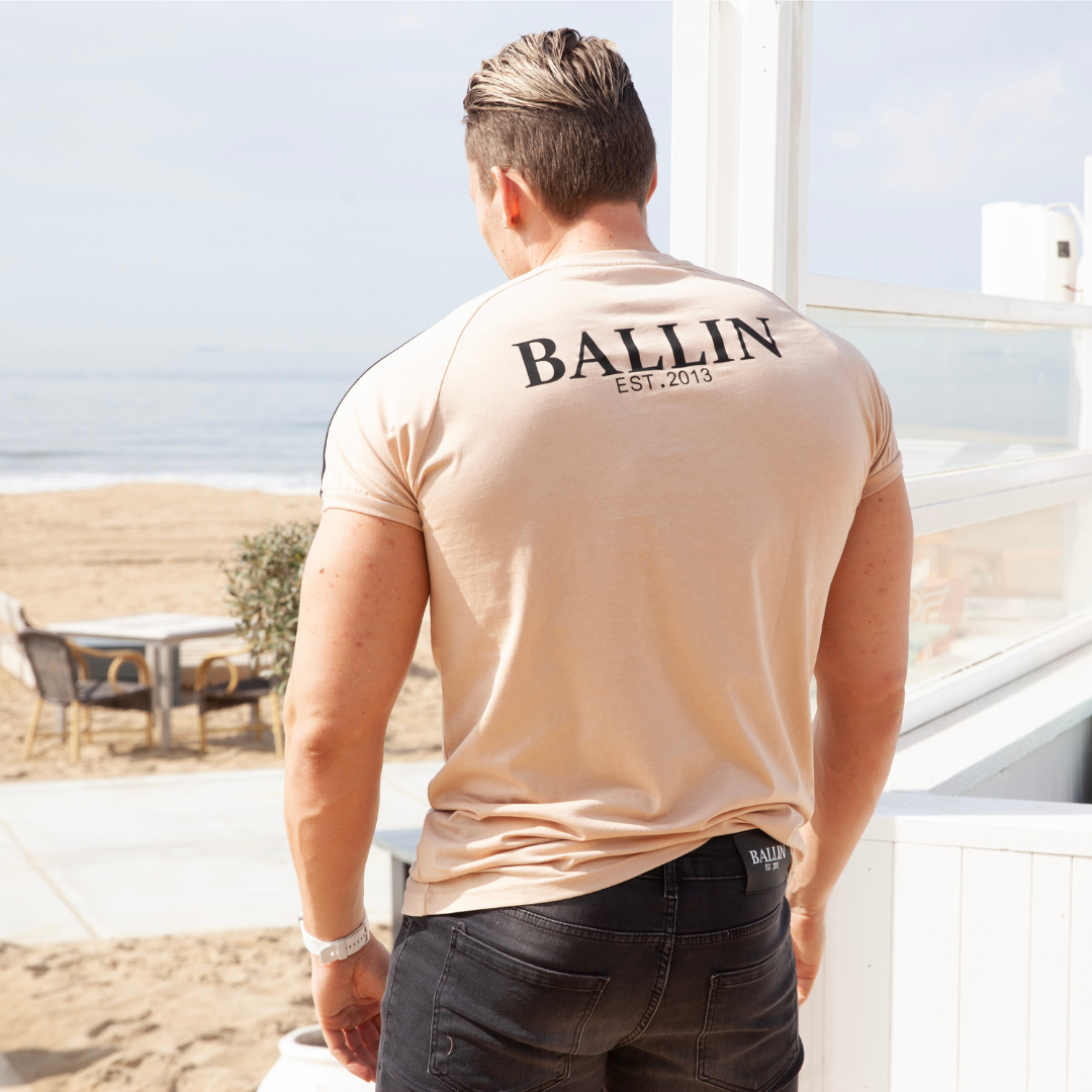 T-shirt heren Ballin - zand - Streetfashion 86