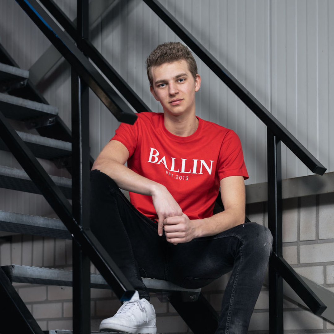 T-shirt heren-Ballin rood/wit - Streetfashion 86