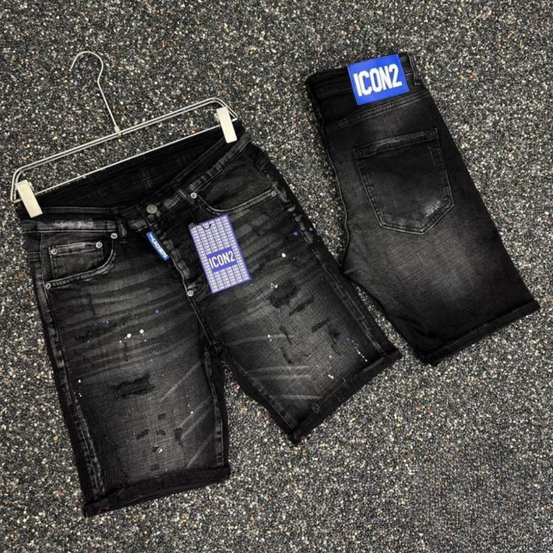 Icon2 zwart slimfit short jeans 508/3 - Streetfashion 86