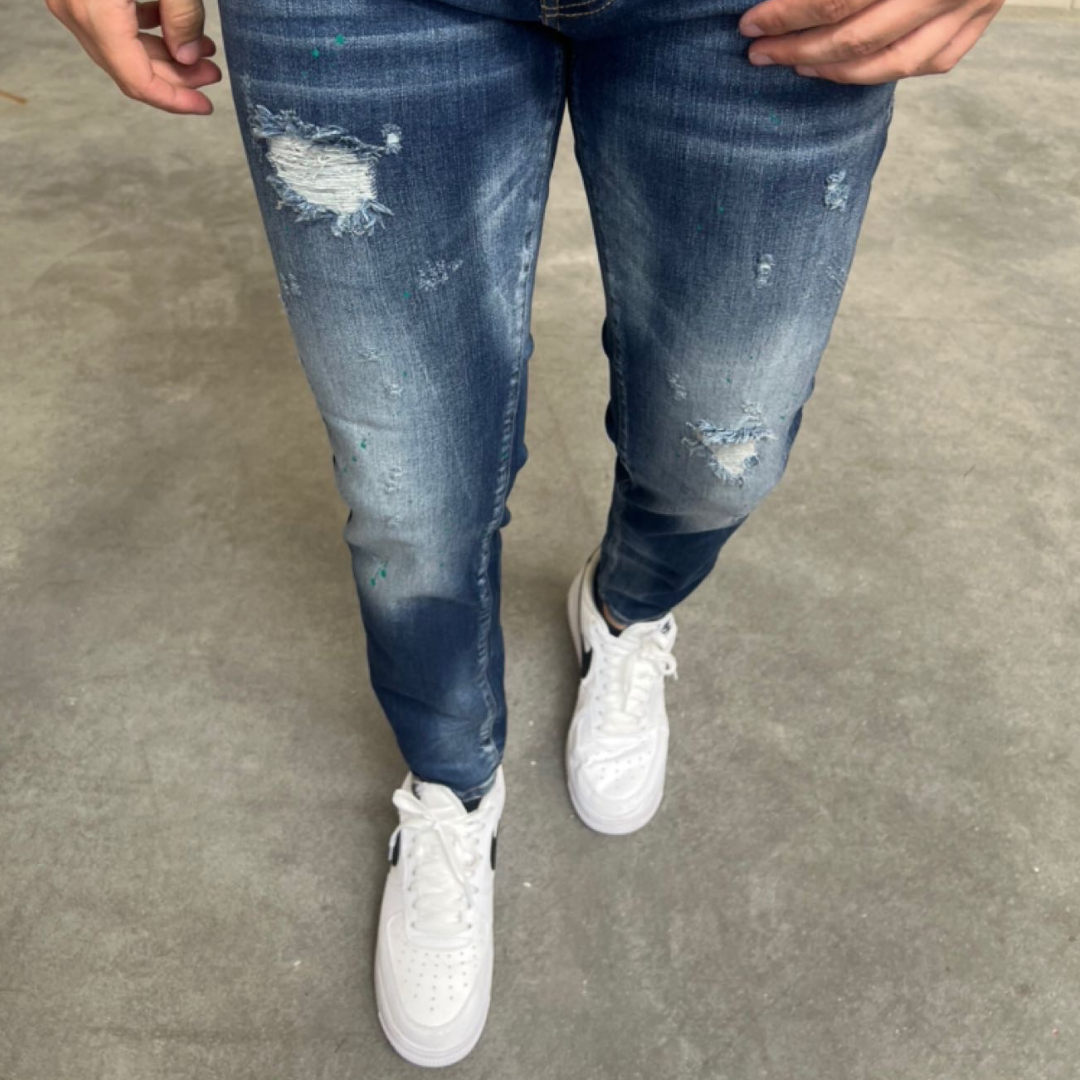 Slimfit jeans heren icon2 plus blauw/groen - Streetfashion 86