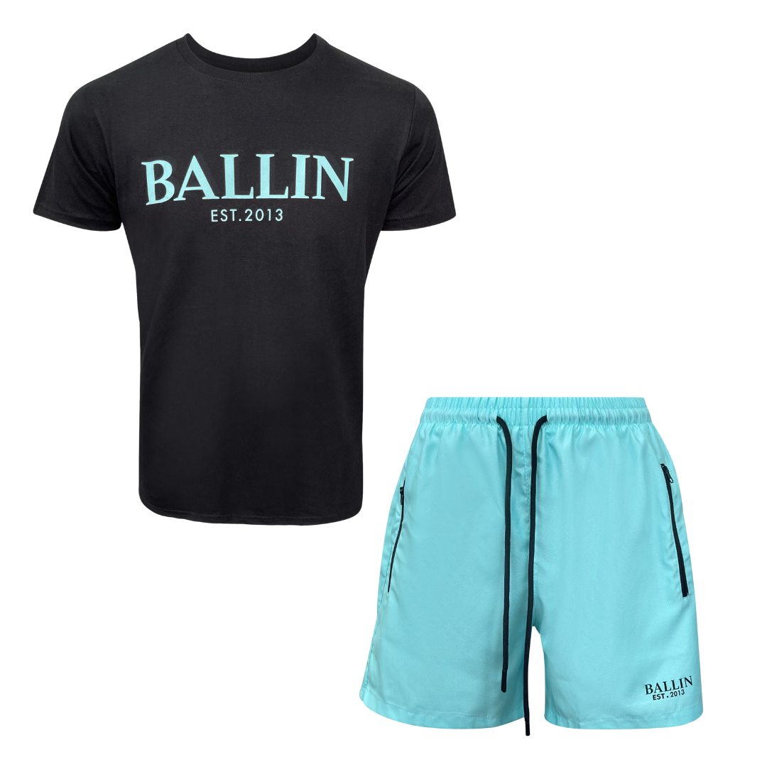 T-shirt heren Ballin -zwart/mint - Streetfashion 86