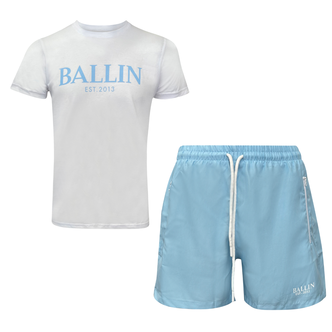 T-shirt heren Ballin -shirt wit/blauw - Streetfashion 86