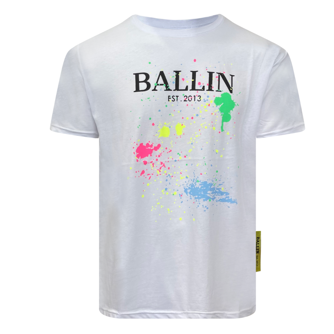 T-shirt heren Ballin -spetter wit - Streetfashion 86
