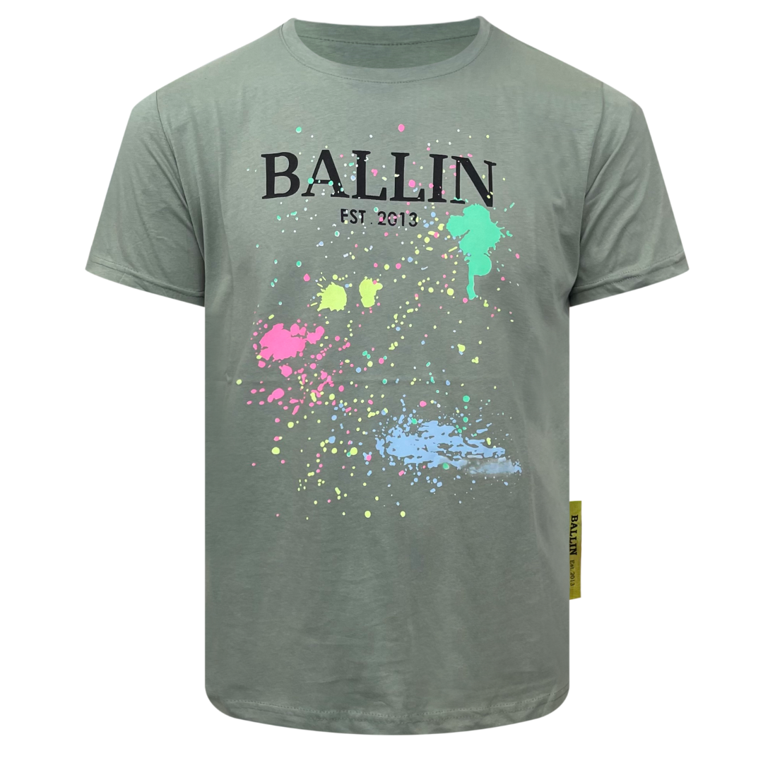T-shirt heren Ballin -spetter groen - Streetfashion 86