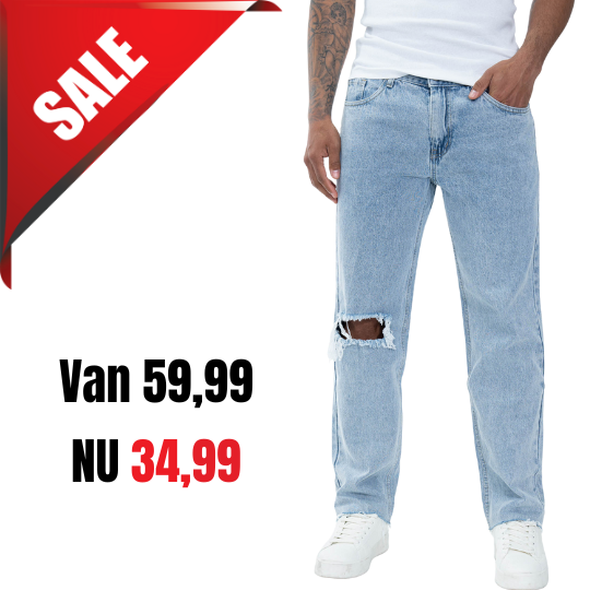 Straight leg jeans - Frilivin - licht blauw met scheur - Streetfashion 86