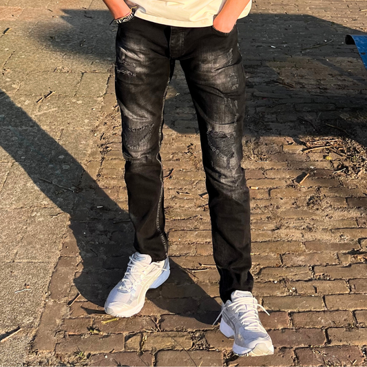 Skinny jeans heren Two one 2 zwart - Streetfashion 86