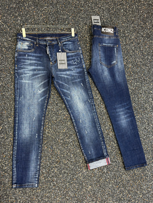Icon2 blauw slimfit jeans 746/5 voorzijde en achterzijde