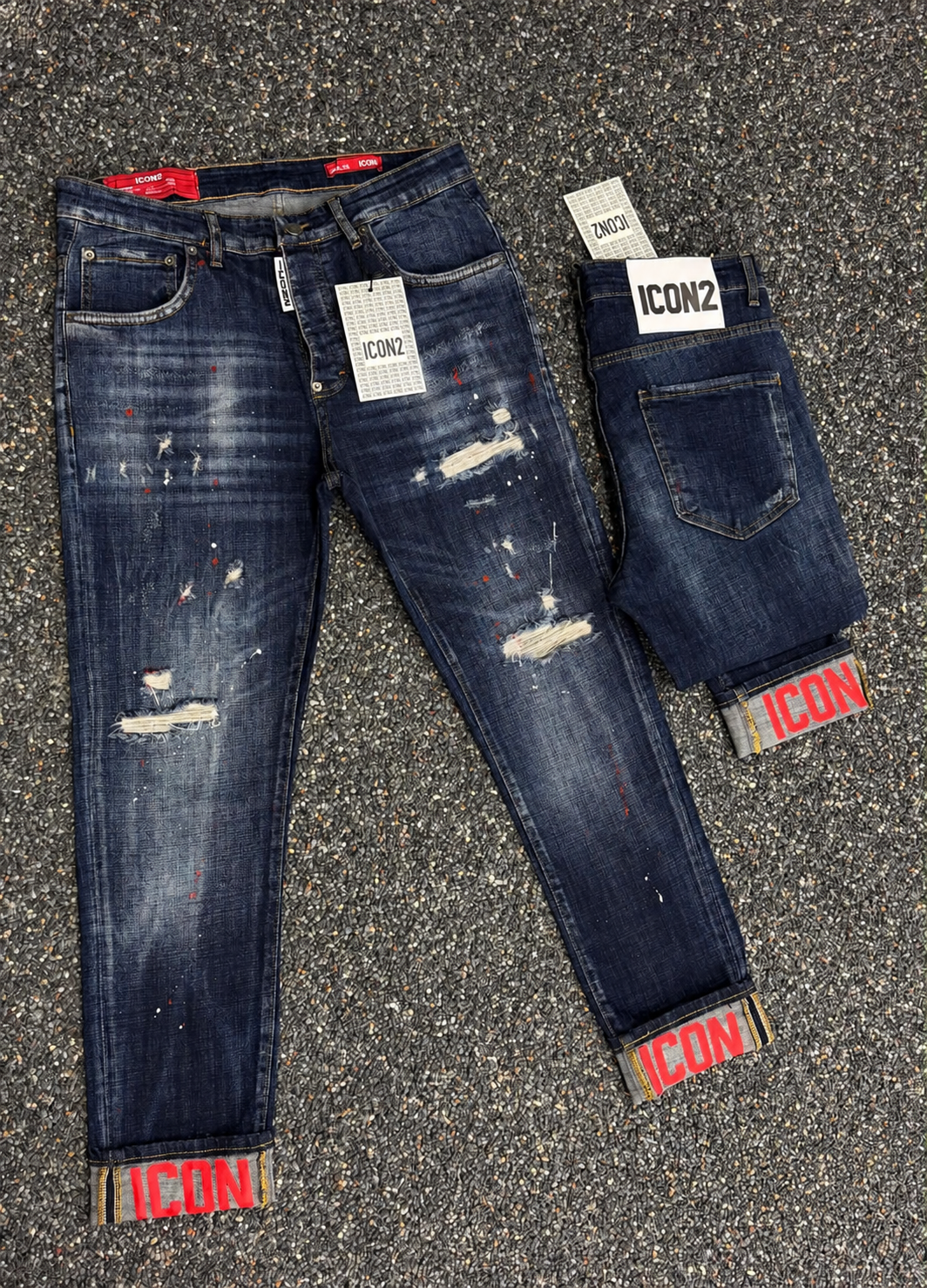 Icon2 blauw slimfit jeans 804/4 voorzijde en achterzijde