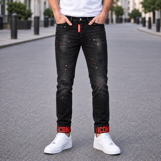 Icon2 zwarte jeans 812/2 op model, AI visualisatie