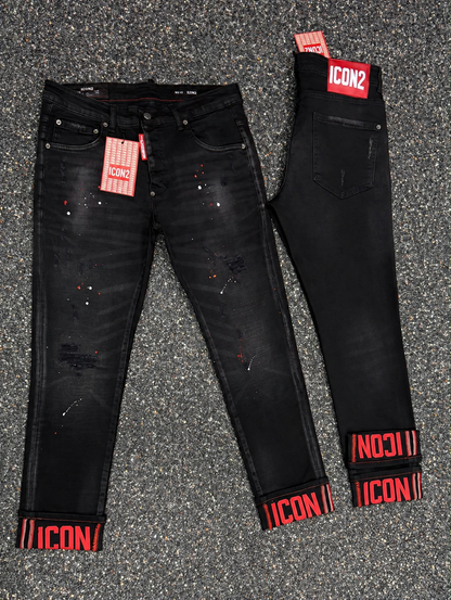 Icon2 zwarte jeans 812/2 voorzijde en achterzijde