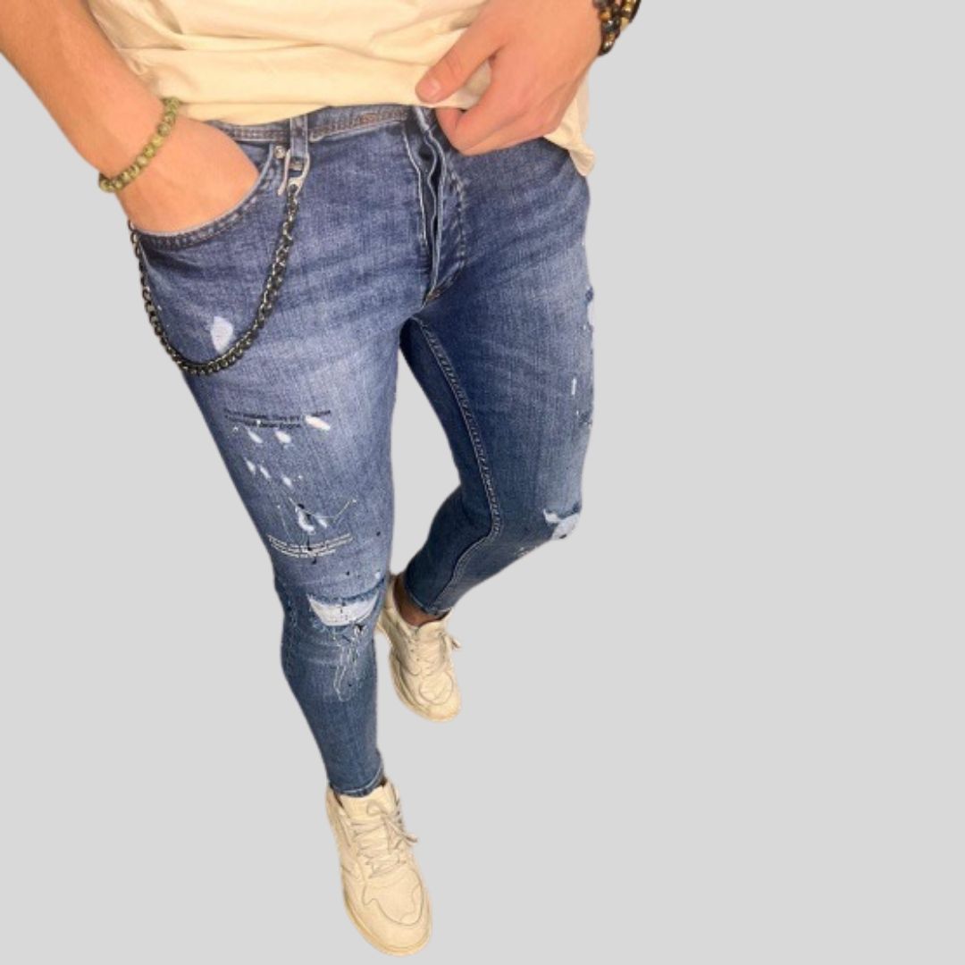 Skinny jeans heren licht blauw spring '23 - Streetfashion 86