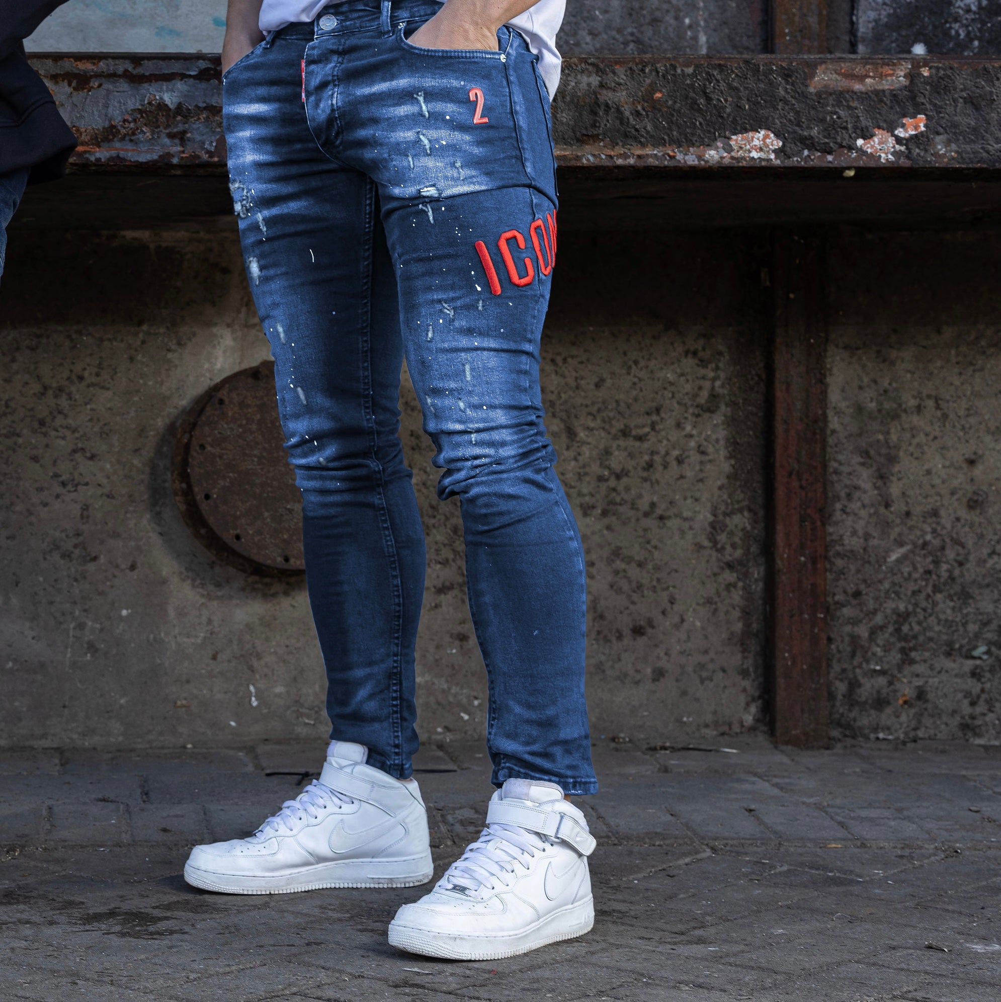 bouwen blik Herhaald Skinny jeans heren icon2 blauw/rood 4136 – Streetfashion 86