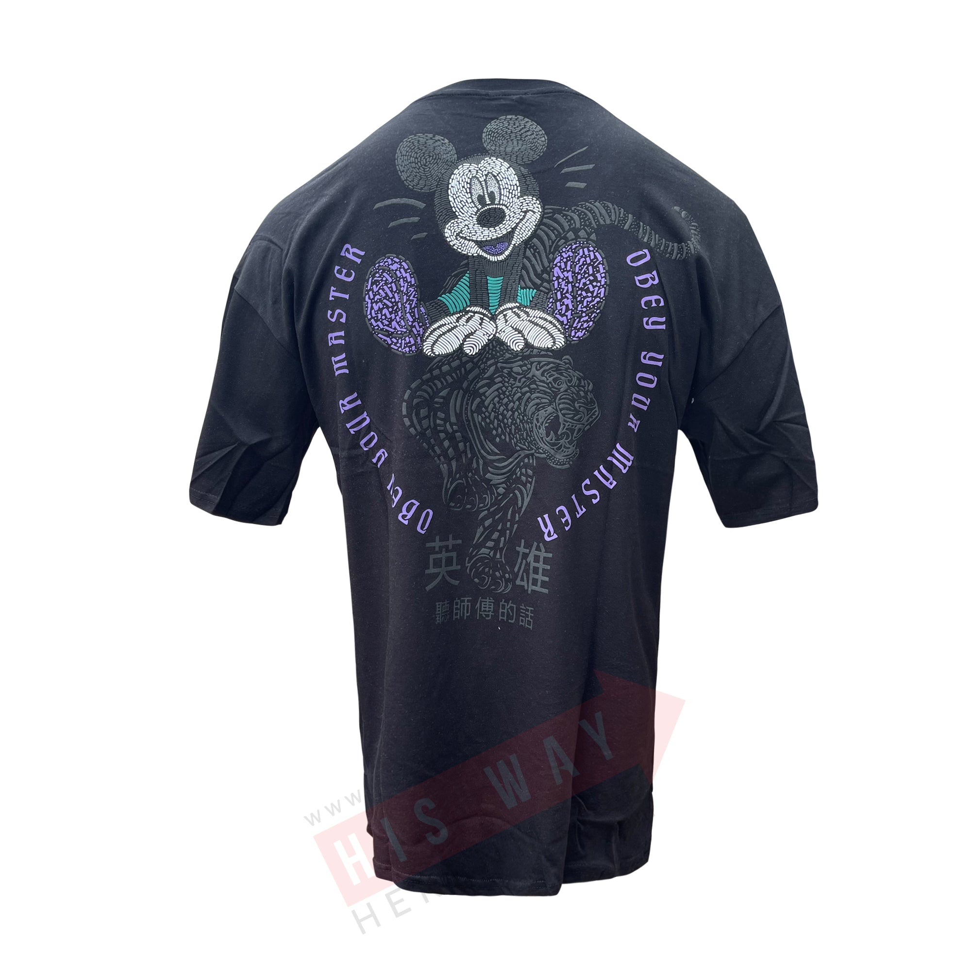 T-shirt heren-Mickey Mouse oversized zwart paars* - Streetfashion 86