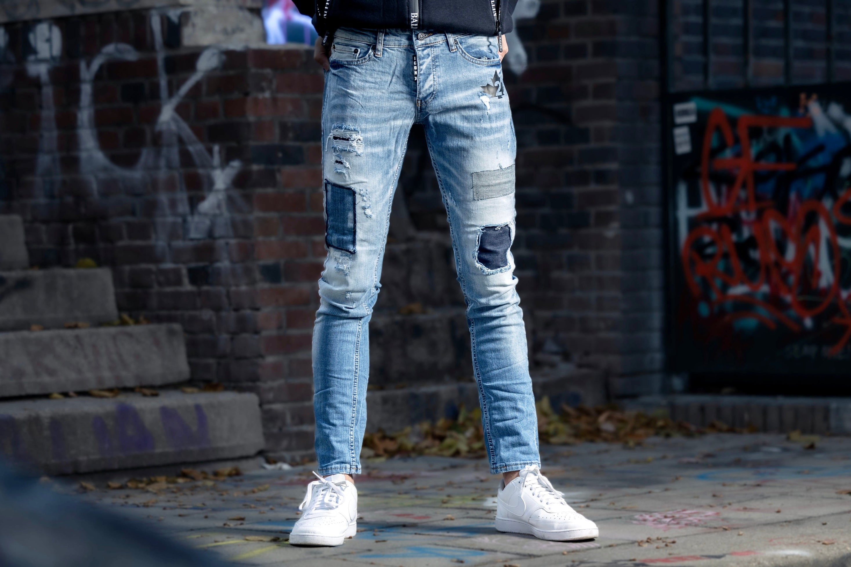 Skinny jeans heren icon2 licht blauw 4113 - Streetfashion 86