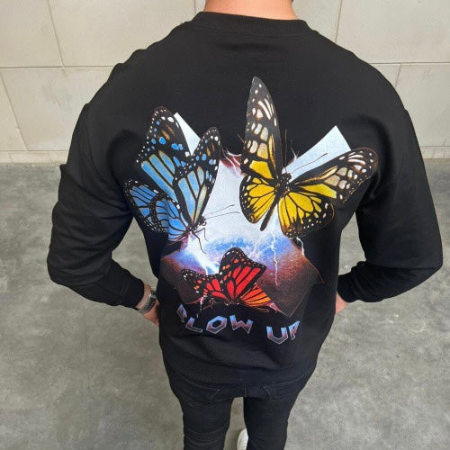 Heren sweater vlinder zwart - Streetfashion 86